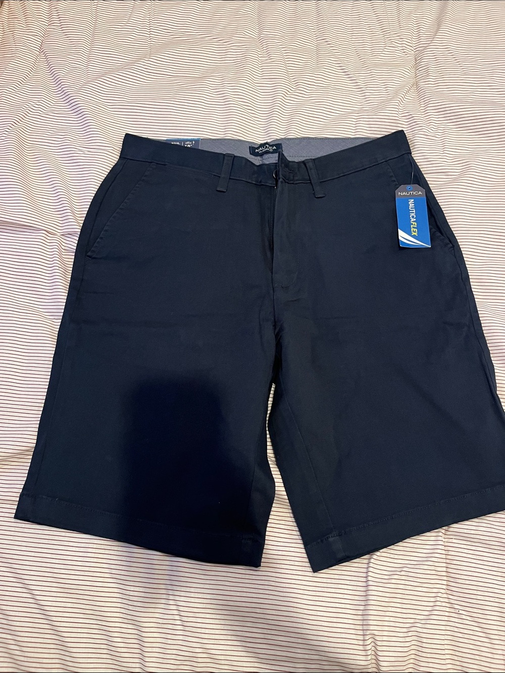 Nautica Men's Navy Flat-Front Chino Shorts